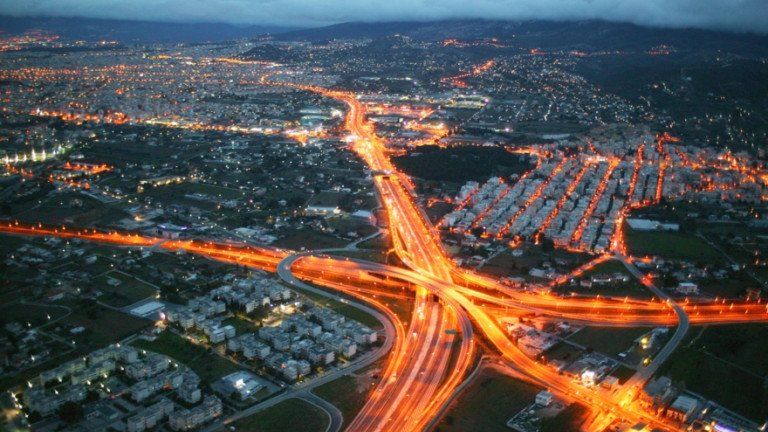Attiki Odos motorway, the orbital road to central Athens and Piraeus